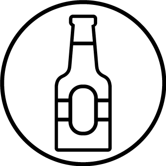 Black line icon of a beer bottle.